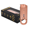 Dissim Slim Torch Lighter - Rose-Gold Metal Body. Shown with product Box