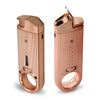 Dissim Slim Torch Lighter - Rose-Gold Metal Body.  Open & Closed flame cover.