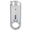 Slim Torch Lighter with a sleek silver metal body with fuel level window